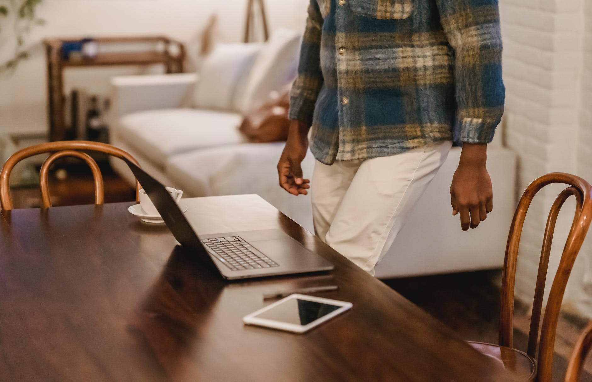 crop black man working at home