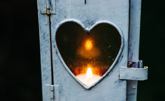 turned on candle lantern